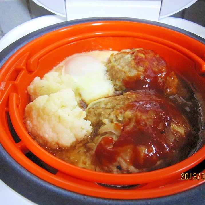 炊飯ジャーでご飯と一緒に 煮込みハンバーグ レシピ 作り方 By 3812 楽天レシピ